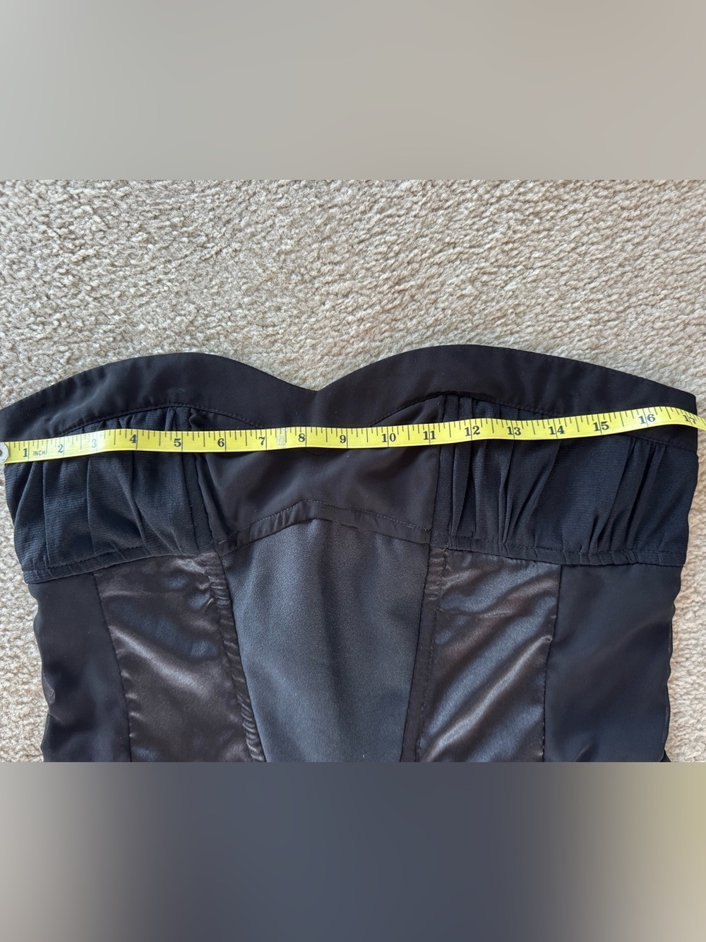 Size large L le chateau Black Strapless Satin Cocktail Dress corset style satin - Picture 7 of 15